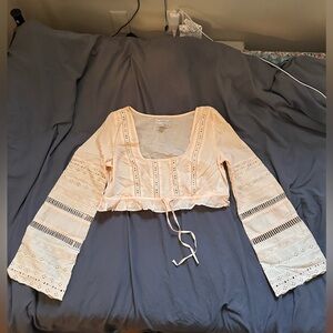 Kimchi Blue Cream Lace Bell Sleeve Blouse